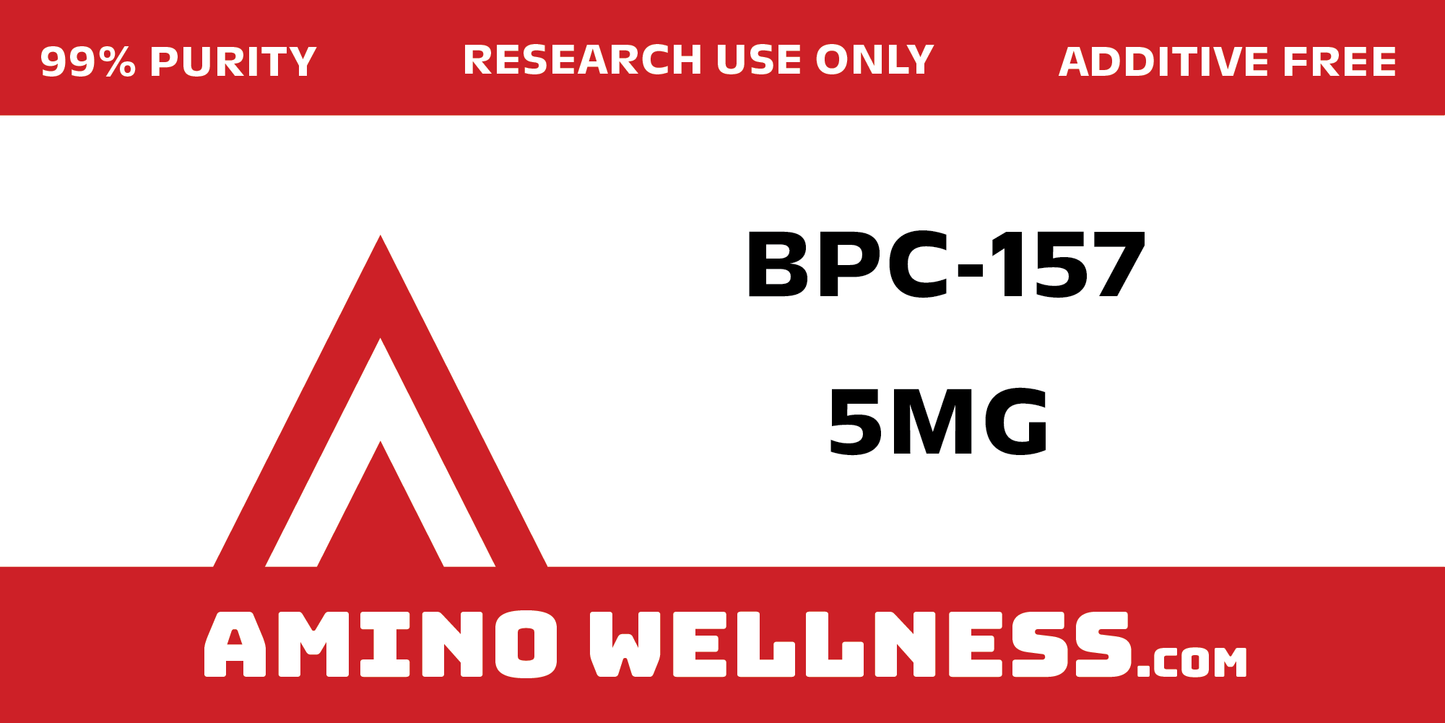 amino wellness bpc157 peptide 5mg, product label close up