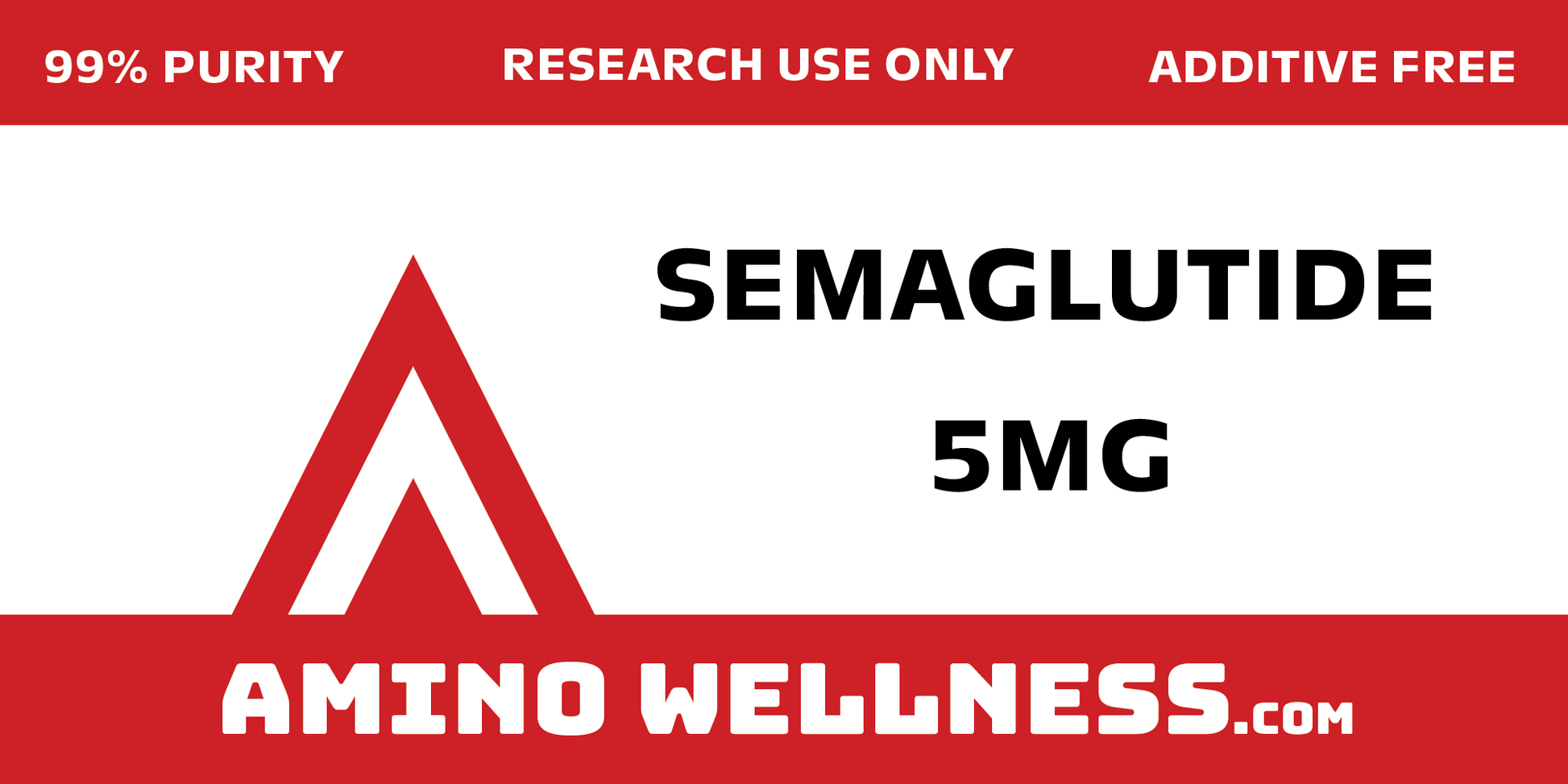 amino wellness semaglutide peptide 5mg, product label close up