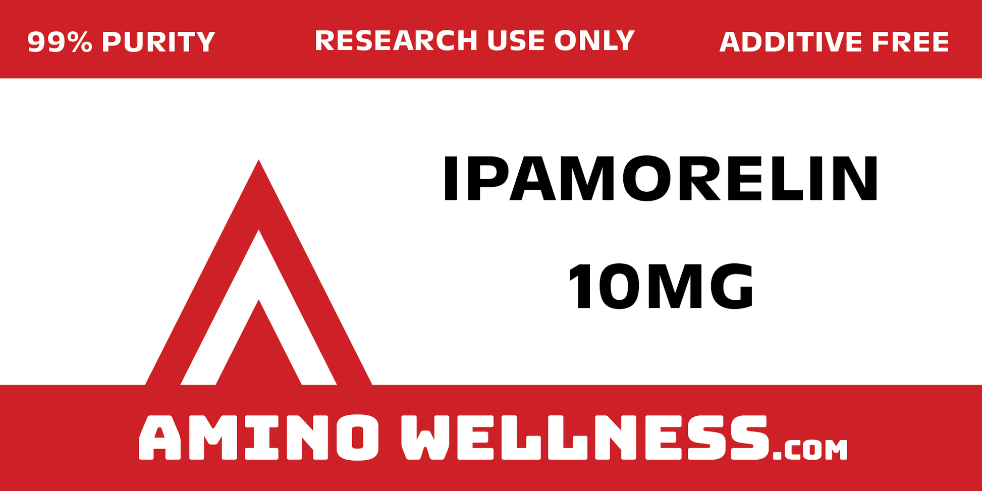 amino wellness ipamorelin peptide 10mg, product label close up